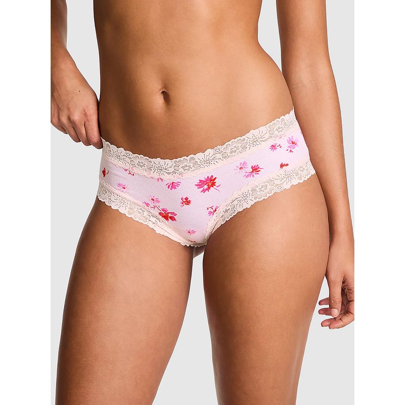 Victoria's Secret PINK Wink Lace-Trim Cheeky Panty Pink (XS)
