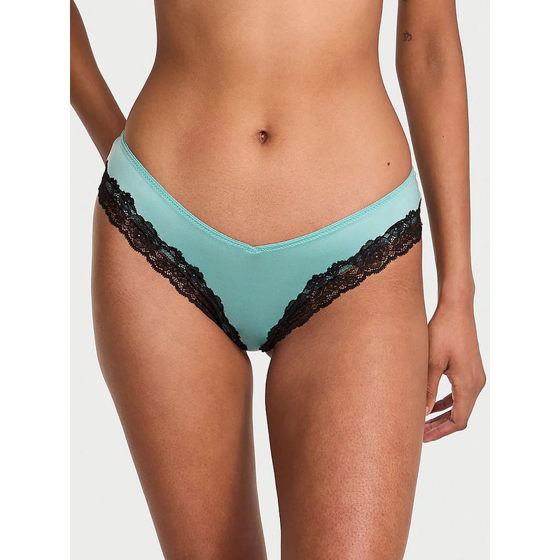 Victoria's Secret Very Sexy Lace-Trim High-Leg Cheeky Panty Blue (XS)