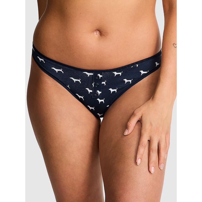 Victoria's Secret PINK Cotton High-Leg Thong Panty Blue (XS)