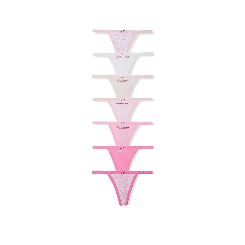 Victoria's Secret PINK X Love Shack Fancy Rules Of PINK V-String Panties Multi-Color (S)