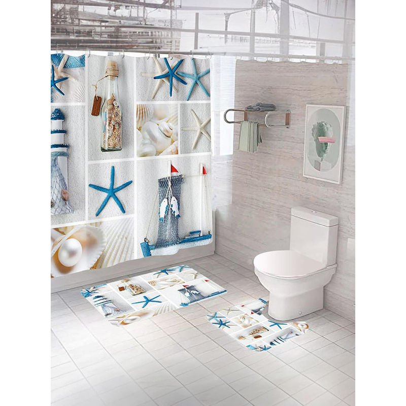 Buy The Better Home Shower Curtain & Bath Mat Set (3Pc) Coastal Calm Online