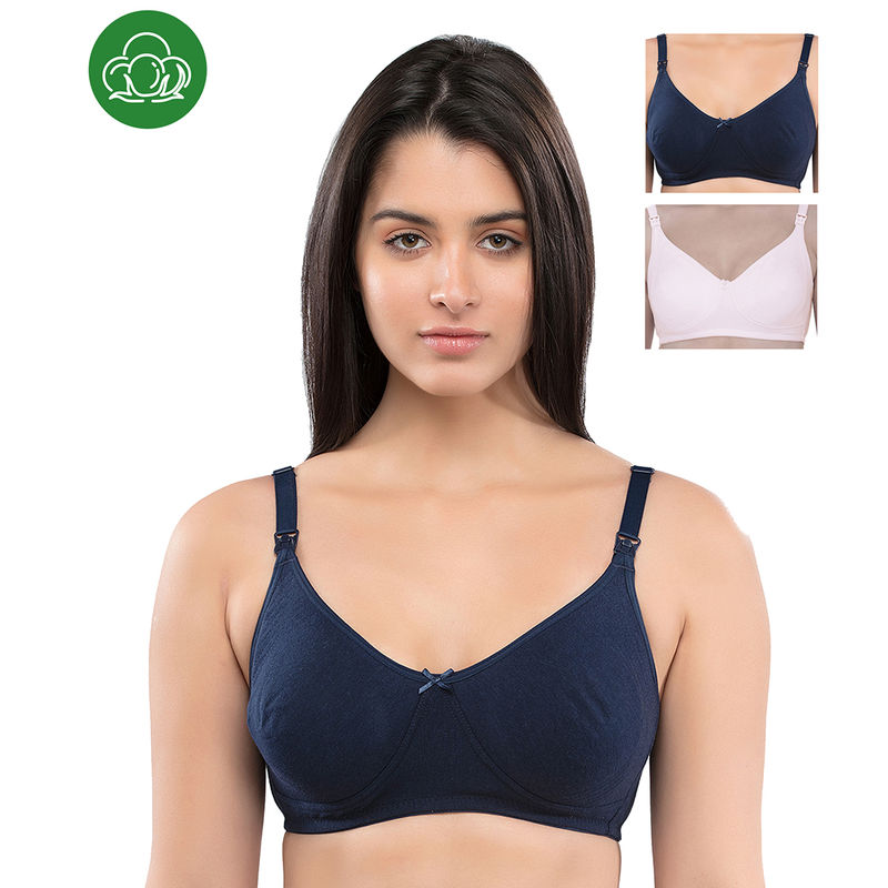 Buy Inner Sense Women's Full Cup Nursing Bra Pack of 3 MultiColor Online