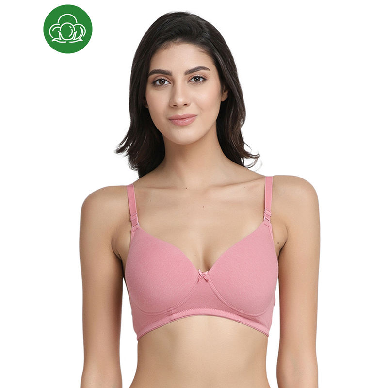 Inner Sense Organic Antimicrobial Wire-Free Padded Bra - Pink (34D)