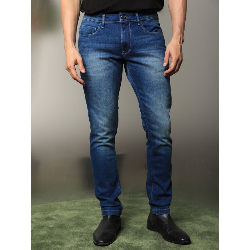 Rare Rabbit Cyr Blue Smart Mid Wash Denim Jeans (30)