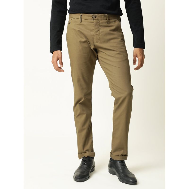 Rare Rabbit Jacob Brown Stretch Poly Cotton Pocket Detail Trousers (28)