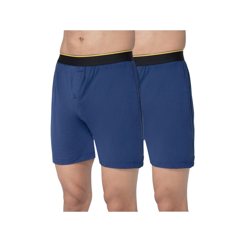Bummer Blue Mens Solid Micro Modal Boxers Ultra Soft & Breathable (Pack of 2) (S)