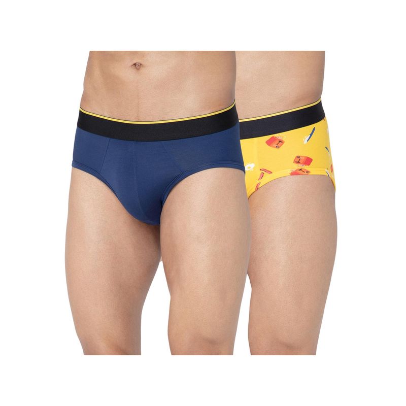 Bummer Multi-Color Mens Printed Micro Modal Briefs Ultra Soft & Breathable (Pack of 2) (M)