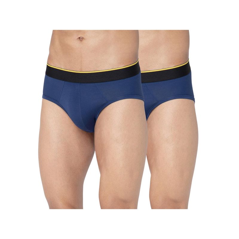 Bummer Blue Mens Solid Micro Modal Briefs Ultra Soft & Breathable (Pack of 2) (M)