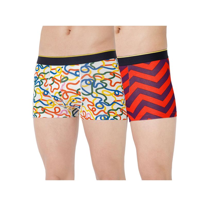 Bummer Multi-Color Mens Printed Micro Modal Trunks Ultra Soft & Breathable (Pack of 2) (M)