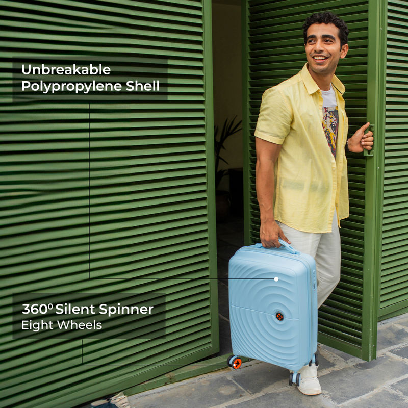 Nasher Miles Blue Seattle Hard Sided Polypropylene Cabin Luggage Bag (S)