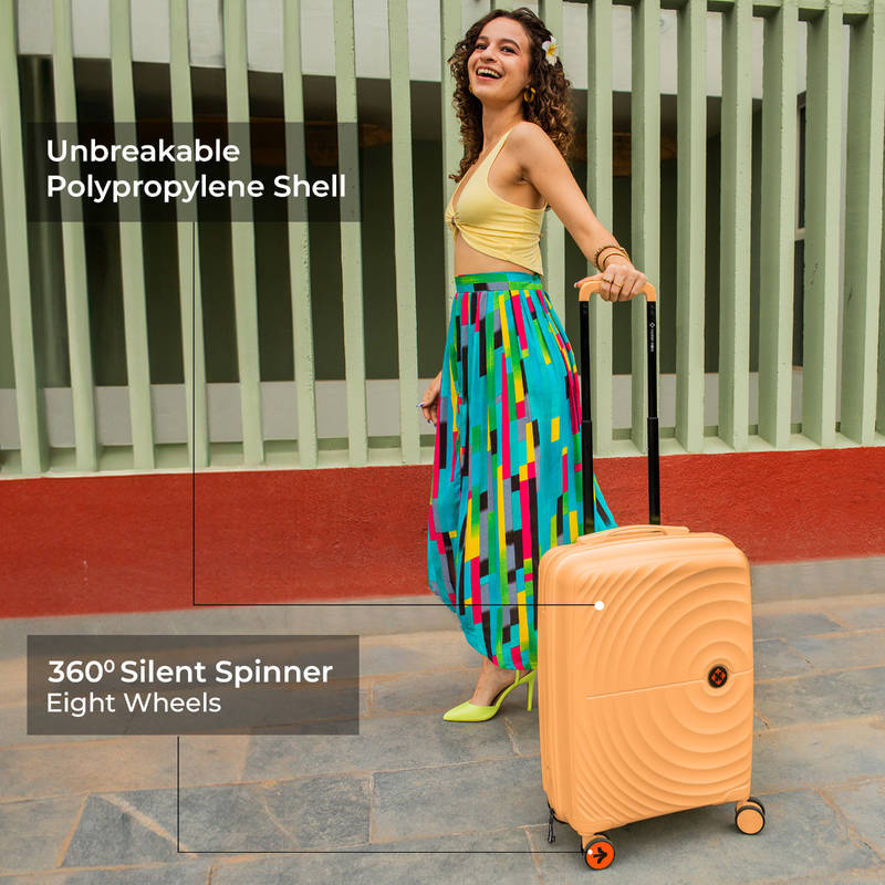 Nasher Miles Peach Seattle Hard Sided Polypropylene Cabin Luggage Bag (S)