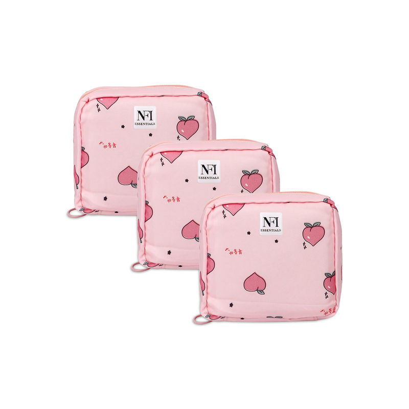 Nfi Essentials Pink Pack Of 3 Printed Women Portable Sanitary Napkin