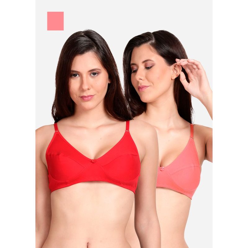 Shyaway Shyle Non Padded Seamed Everyday Bra Multicolor (Pack of 2) (32B)