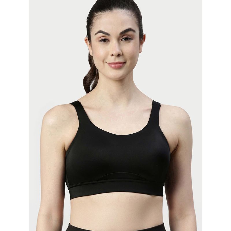 Enamor SB18 Convertible Back High Impact Bra - Padded, Wirefree & Full Coverage - Black (34C) - SB18