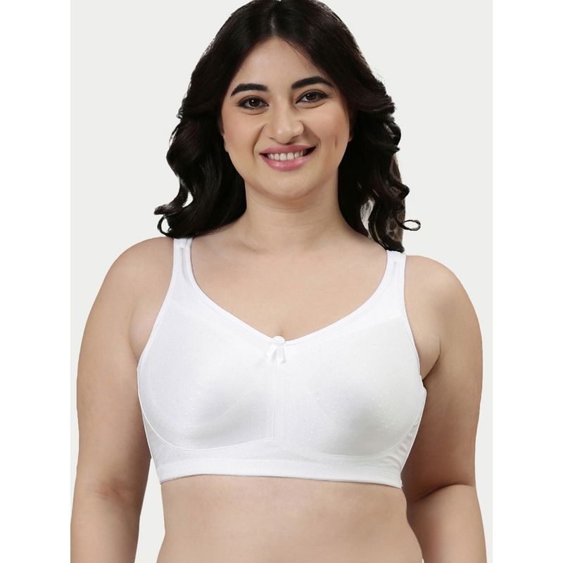 Enamor FB12 Smooth Super Lift Full Support Bra - Non-Padded Wirefree Full Coverage - White - FB12
