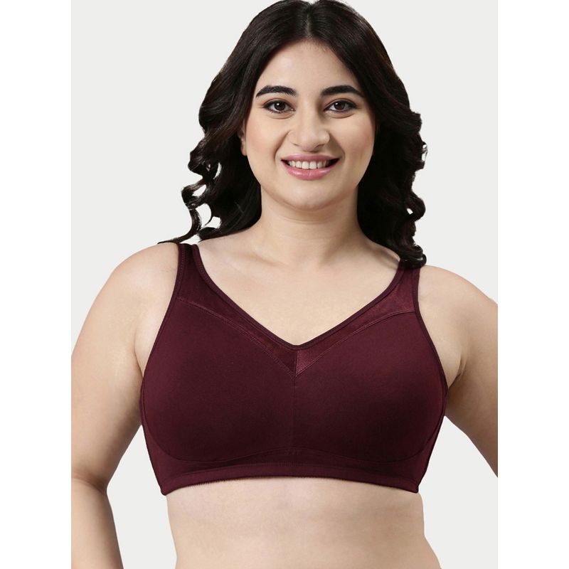 Enamor A112 Smooth Lift Stretch Cotton Classic Bra - Maroon (38DD) - A112
