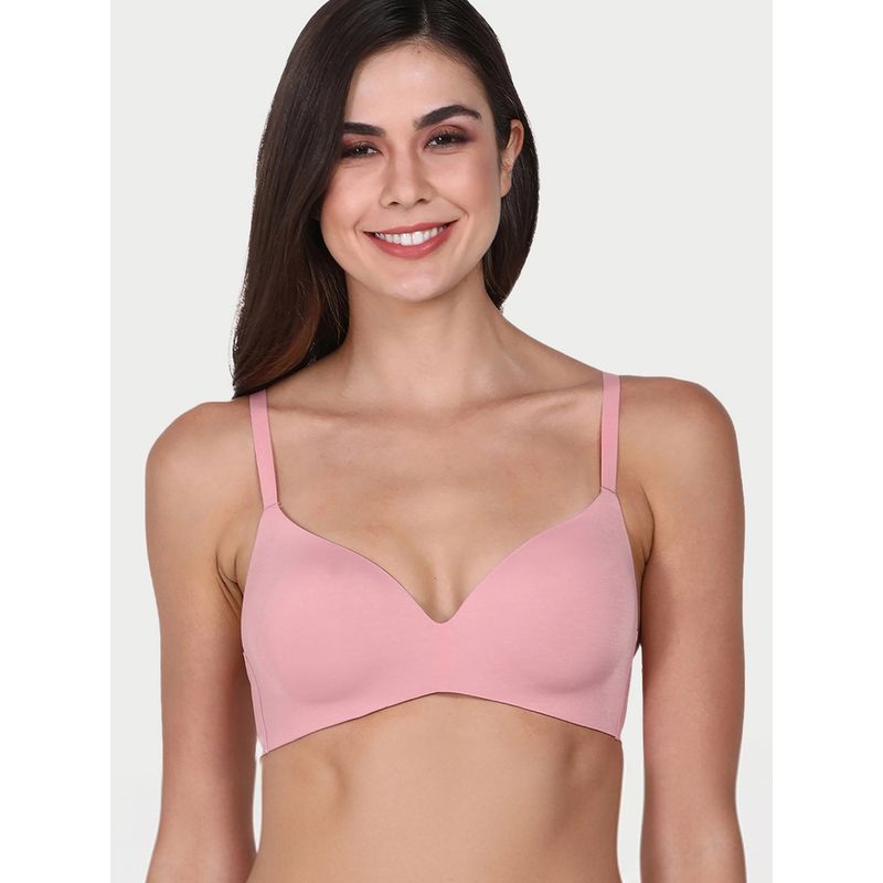 Enamor F084 Seamless Ultra Smoothening With Invisible Edges T-Shirt Bra - Padded Wirefree - Pink