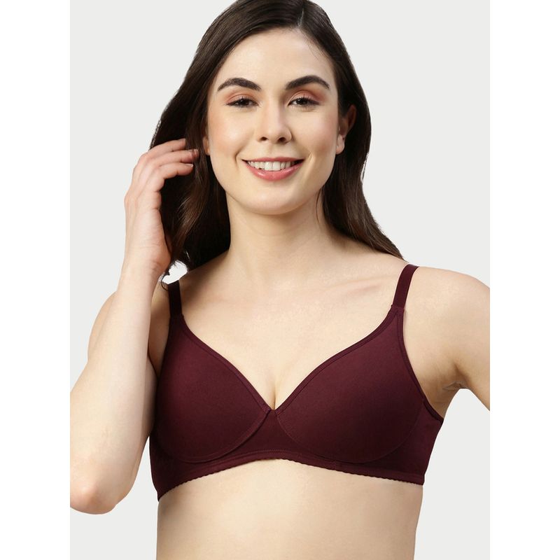 Enamor A039 Perfect Coverage T-Shirt Bra - Supima Cotton Padded Wirefree Medium Coverage -Grapewine