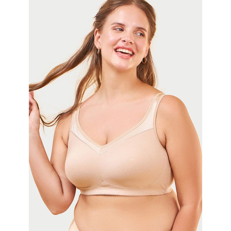 Enamor A112 Smooth Lift Classic Bra - Stretch Cotton Non-Padded Wirefree Full Coverage - Paleskin