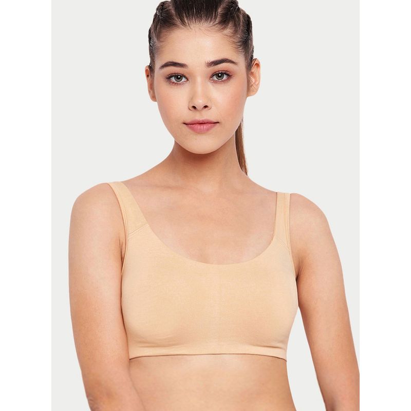 Enamor Low Impact Cotton Sports Bra - Non-Padded & Wirefree - Nude (M) - SB06