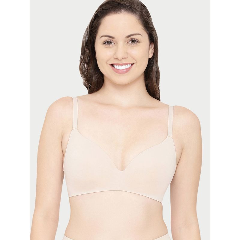 Enamor F084 Seamless Ultra Smoothening With Invisible Edges T-Shirt Bra - Padded Wirefree - Nude
