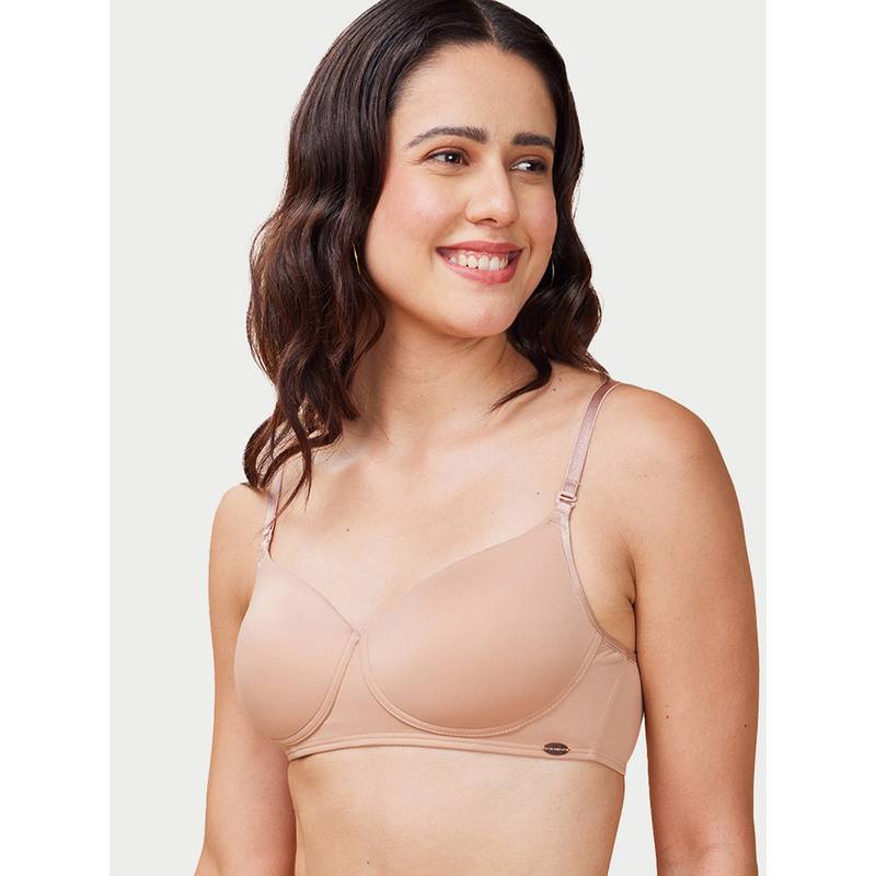 Enamor Powderfinish Eco fabricPadded Wirefree Medium Coverage Balconette T-Shirt Bra F131 (34D)