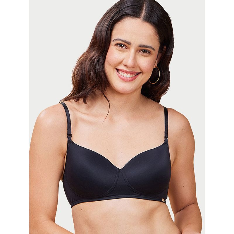 Enamor Powderfinish Eco fabricPadded Wirefree Medium Coverage Balconette T-Shirt Bra F131 (34D)