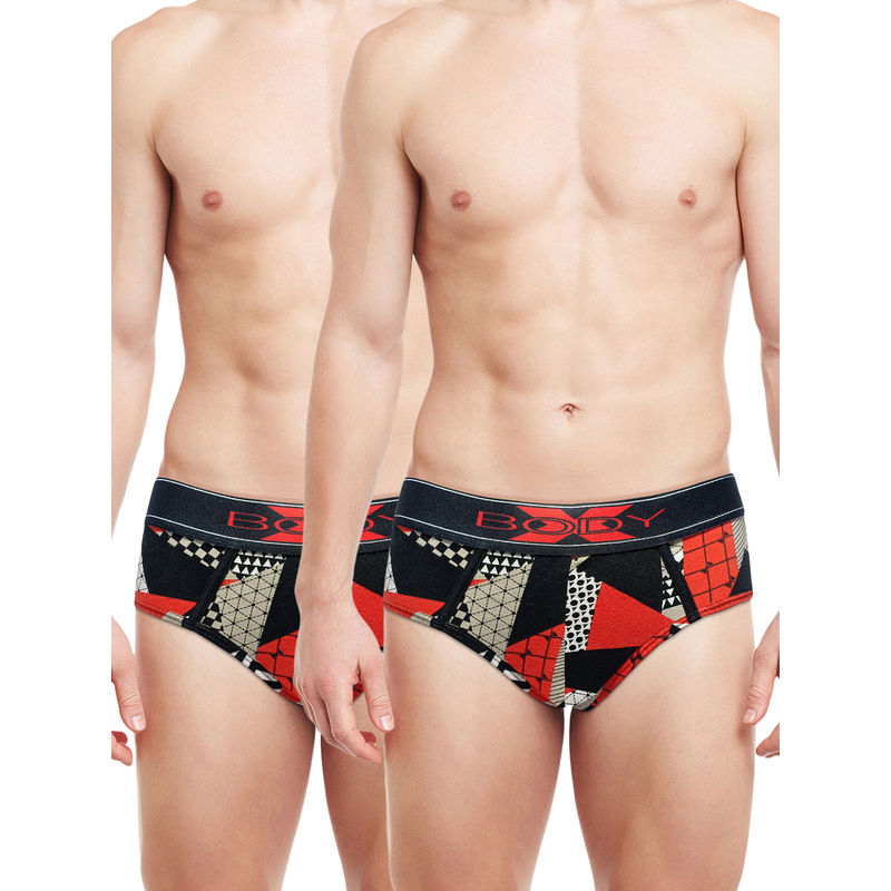 BODYX Mens Printed Cotton Briefs (Pack of 2) (S)