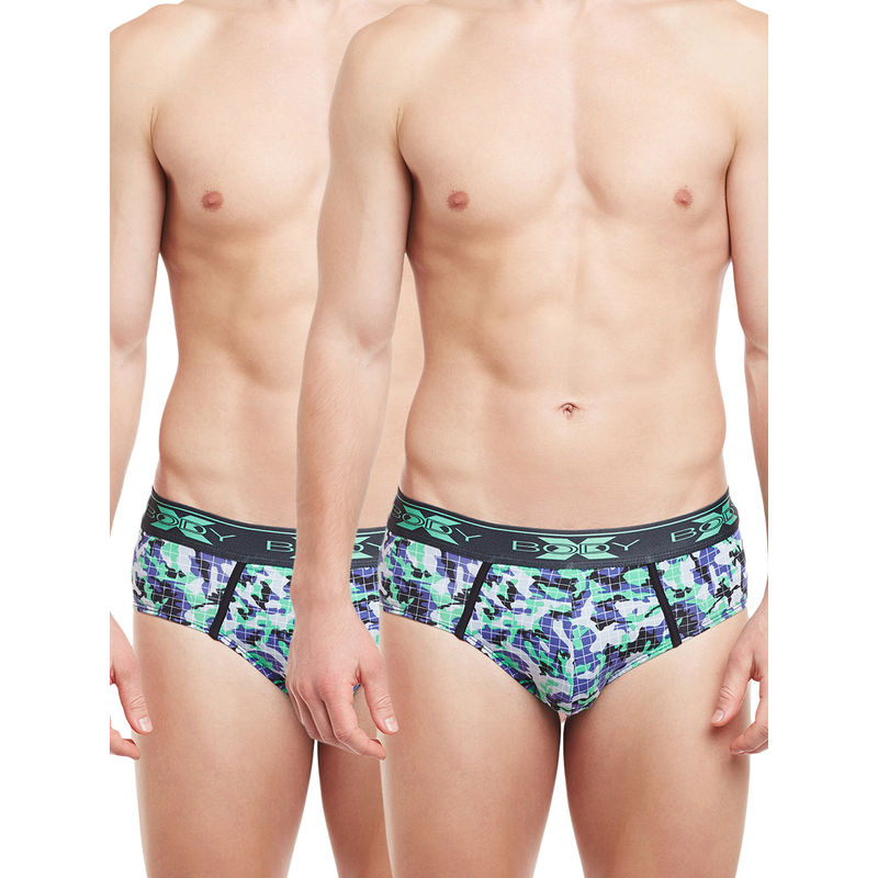 BODYX Mens Printed Cotton Briefs (Pack of 2) (L)