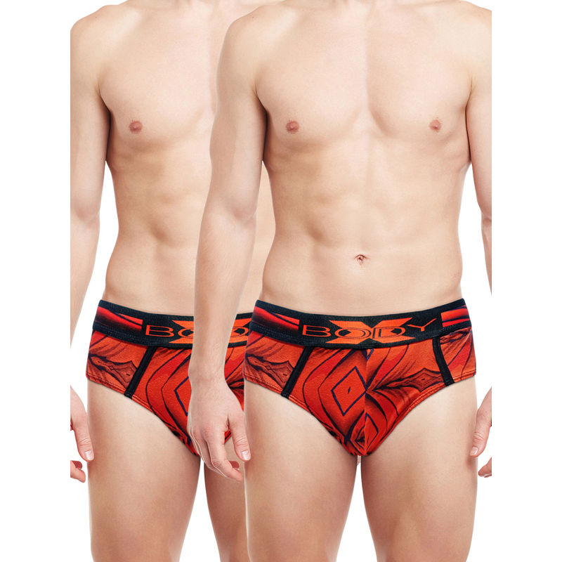 BODYX Mens Printed Cotton Briefs (Pack of 2) (M)
