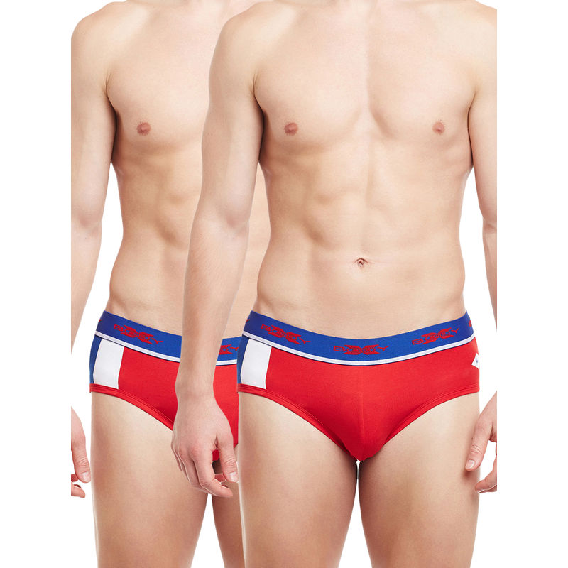 BODYX Mens Cotton Briefs Red (Pack of 2) (M)