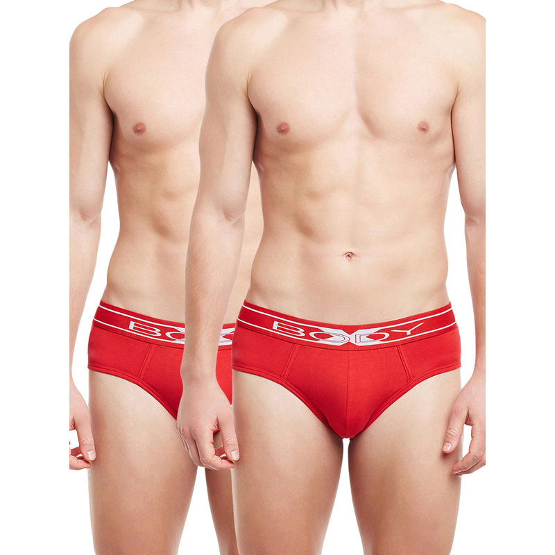 BODYX Mens Cotton Briefs Red (Pack of 2) (S)