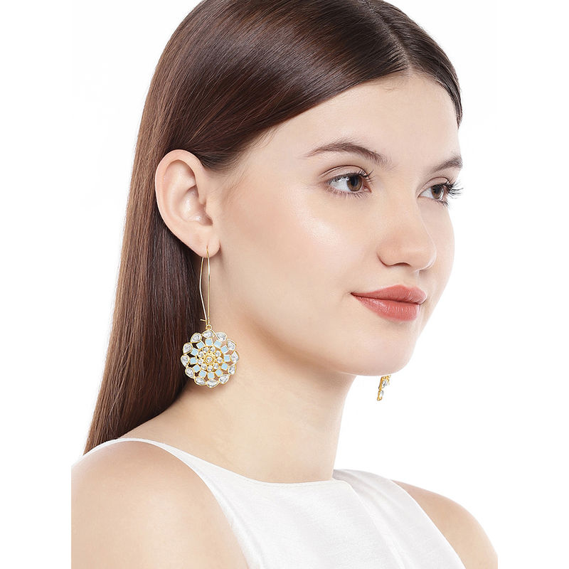 AccessHer GoldPlated & Blue Geometric Drop Earrings Buy AccessHer
