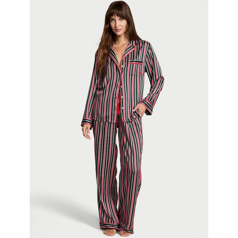 Victoria's Secret Glazed Satin Long Nightsuit Multi-Color (XS)