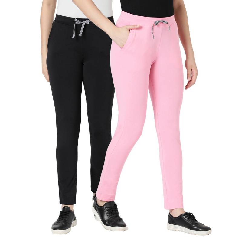 BLOSSOM Womens Drawstring Closure Fitted Lounge Pants Multi-Color (Pack of 2) (S)