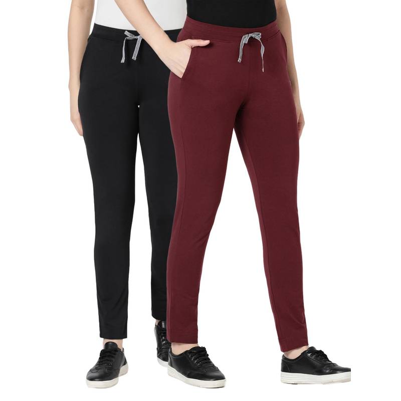 BLOSSOM Womens Drawstring Closure Fitted Lounge Pants Multi-Color (Pack of 2) (S)