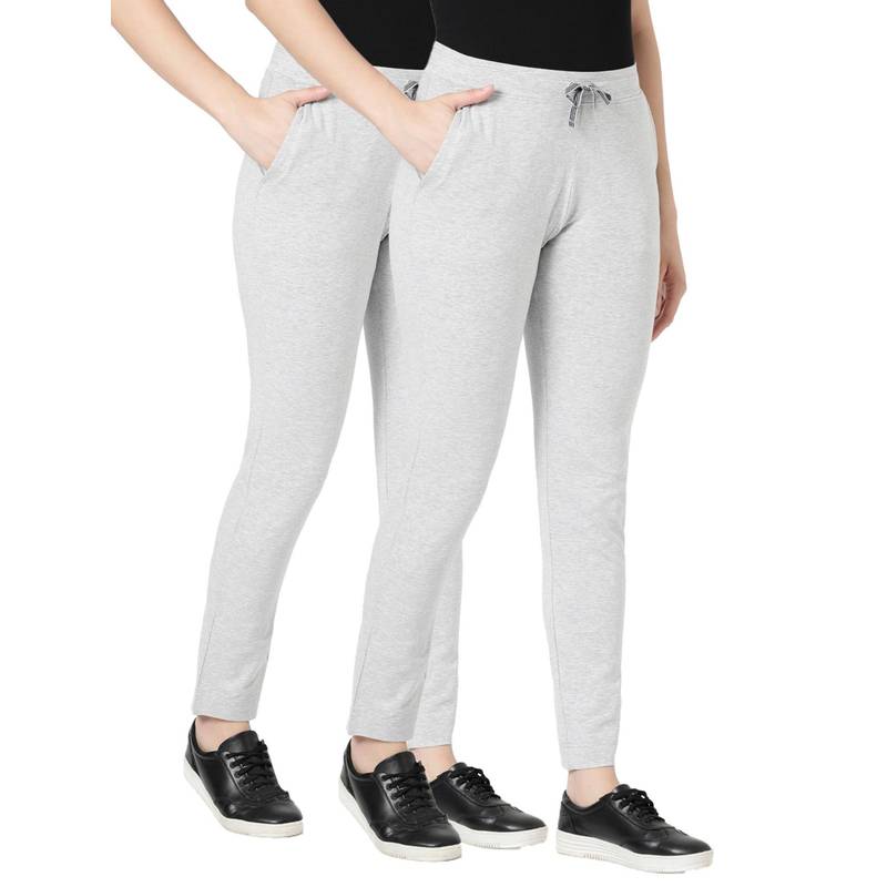 BLOSSOM Womens Drawstring Closure Fitted Lounge Pants Grey (Pack of 2) (S)
