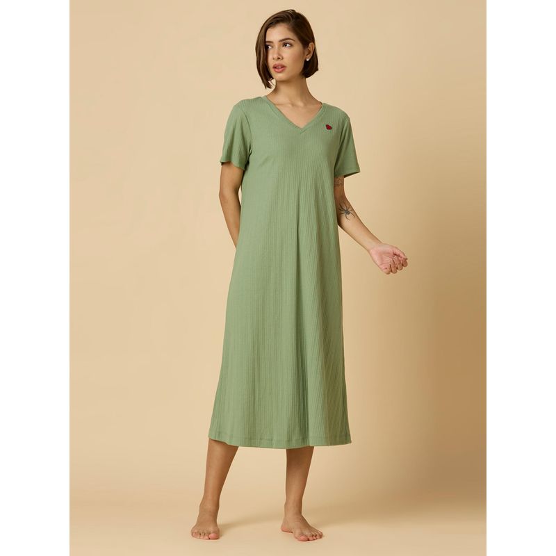 Chemistry Ribbed Knit Nightdress Green (M)