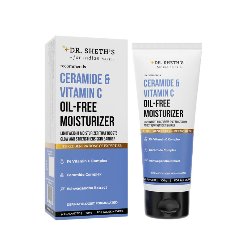 Dr. Sheth's Ceramide & Vitamin C Oil - Free Moisturizer to Hydrate, Brighten Skin