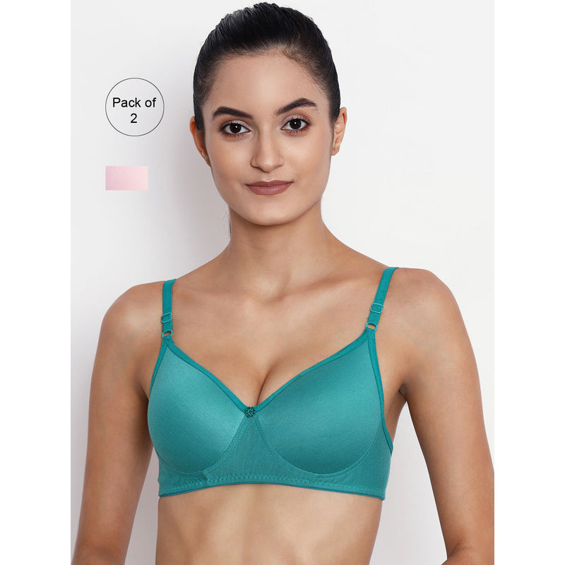 Abelino Pack Of 2 Non-wired Lightly Padded T-shirt Bras. - Multi-Color (38B)