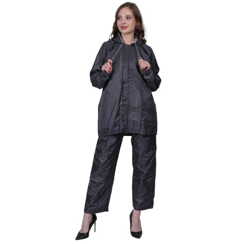 YOUTH ROBE Womens Waterproof Raincoat Jacket and Pants Lightweight - Grey (Set of 2) (M)