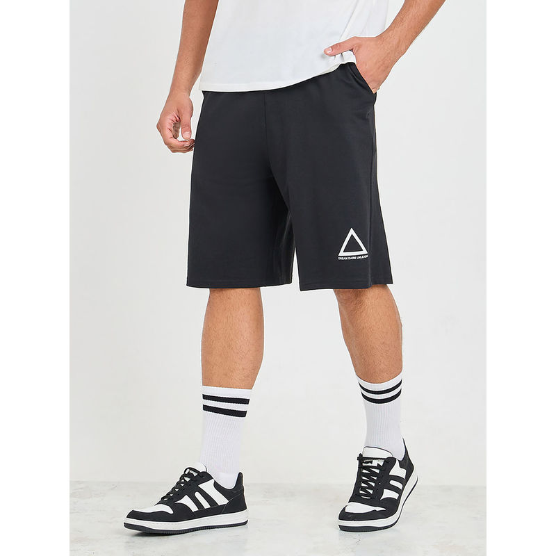 Styli Mens Black Oversized Athleisure Shorts Cotton (XL)