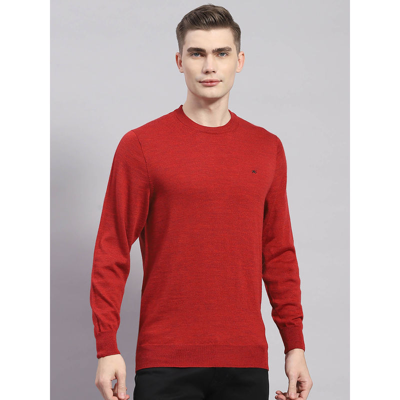 Monte Carlo Maroon Mix Woven Crew Neck Sweater (L)