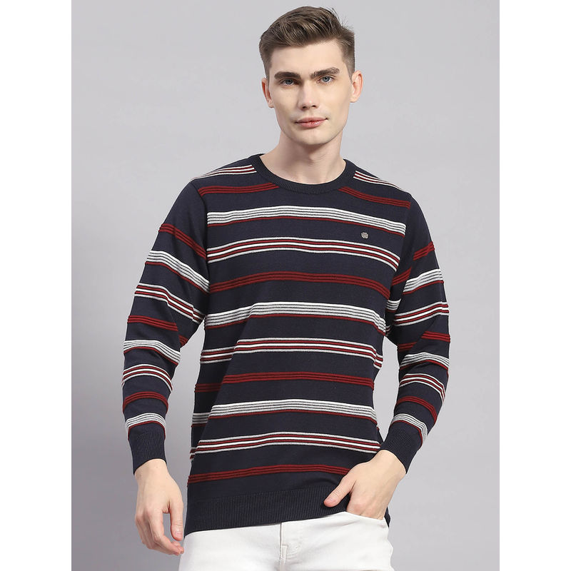 Monte Carlo Navy Striped Round Neck Sweater (3XL)