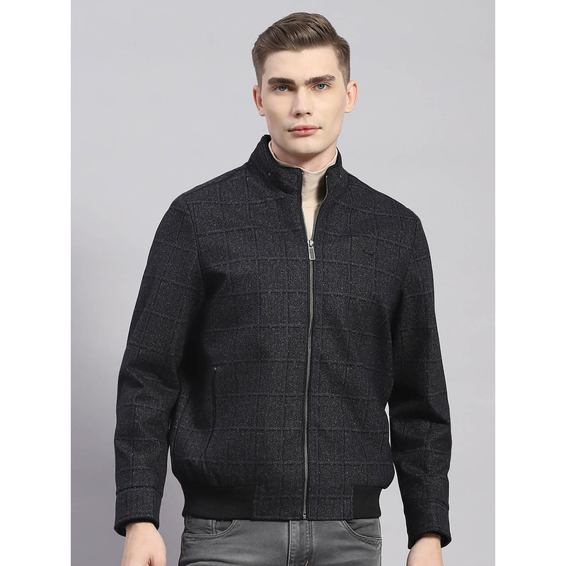 Monte Carlo Black Check Stand Collar Jacket (M)