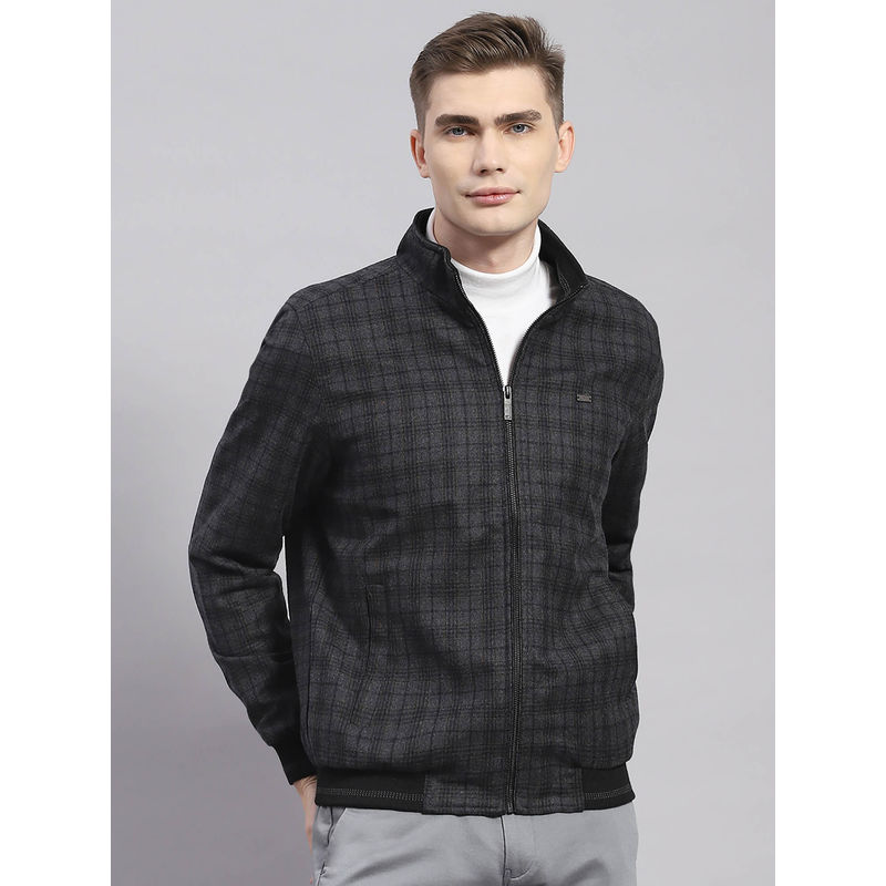 Monte Carlo Grey Check Mandarin Collar Jacket (2XL)