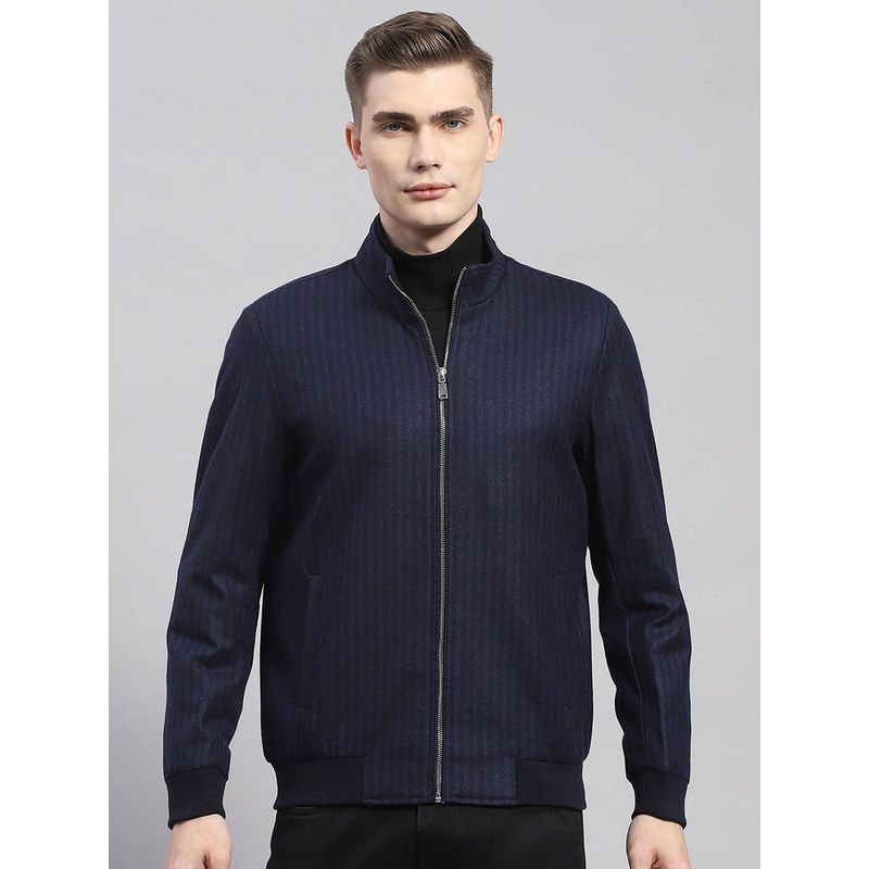 Monte Carlo Blue Striped Stand Collar Jacket (3XL)