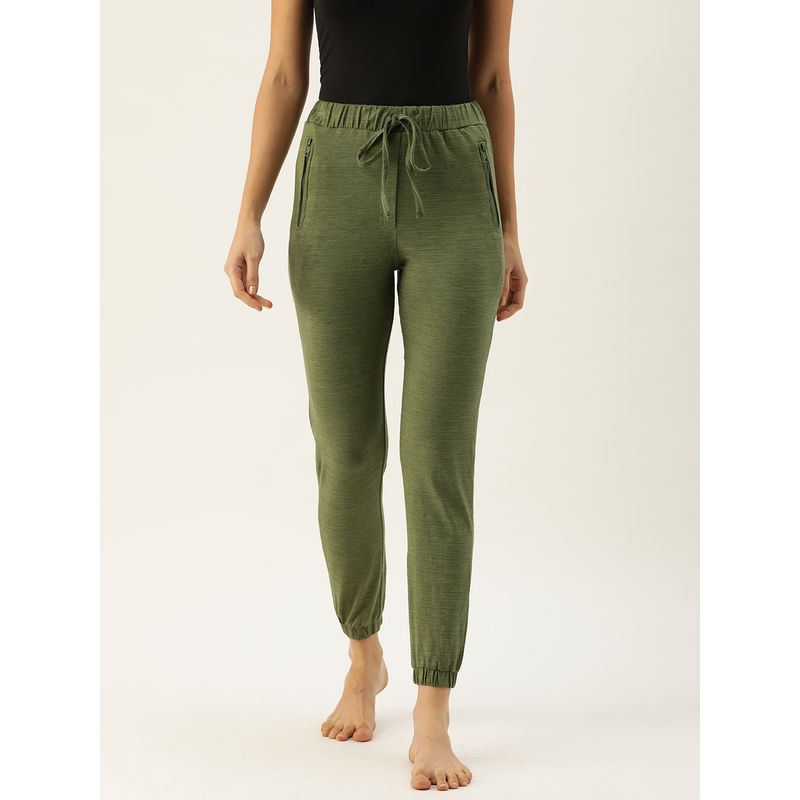 Clt.s Women Solid Slim Fit Joggers - Green (S)