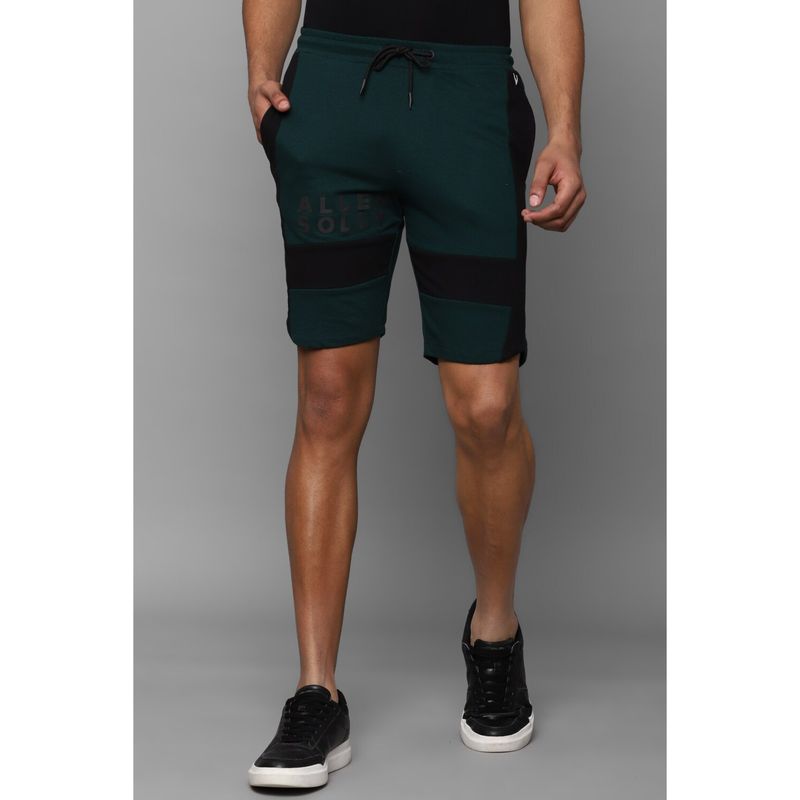 Allen Solly Men Green Color Block Slim Fit Shorts (S)
