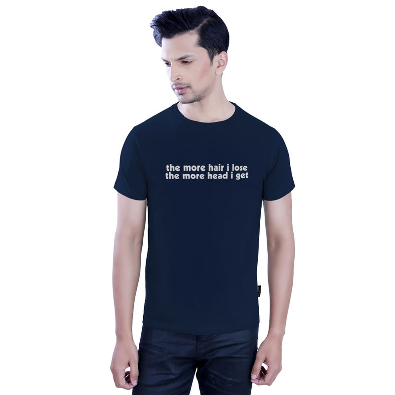 Tantra Navy Blue Casual Printed Round Neck Half Sleeves T-Shirt (S)